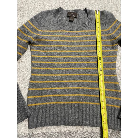 Fenn Wright Manson 100% 2-Ply Cashmere Sweater Womens Small Striped Gray Yellow* - Picture 4 of 14